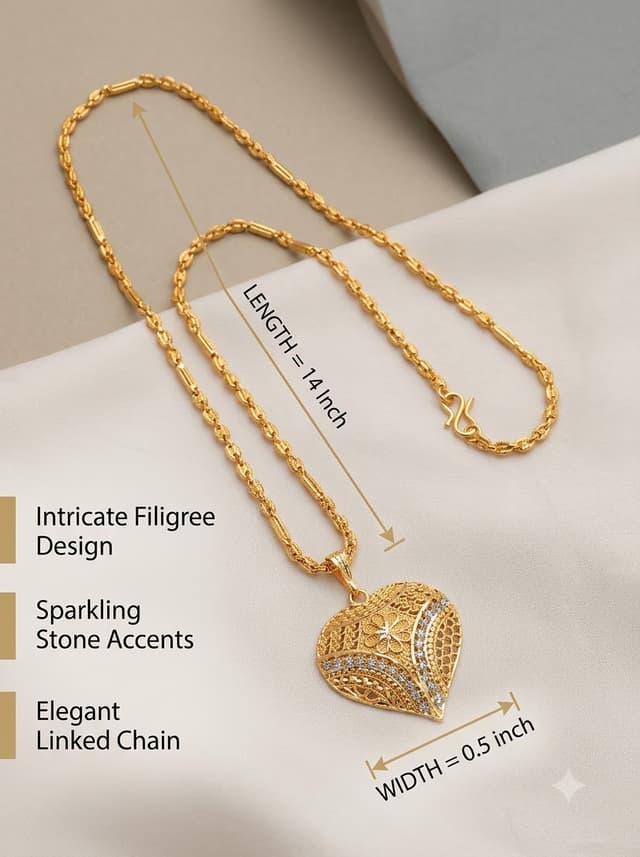 Temple Jewellery Pearl Mala Gold Leaf Link Chain Filigree Heart Pendant Festive Saree Wear Gold Plated