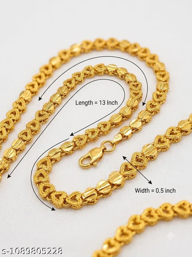 South Indian Traditional Gold Plated Chain Attractive & Traditional golden Chain with Heart shaped Chain 1
