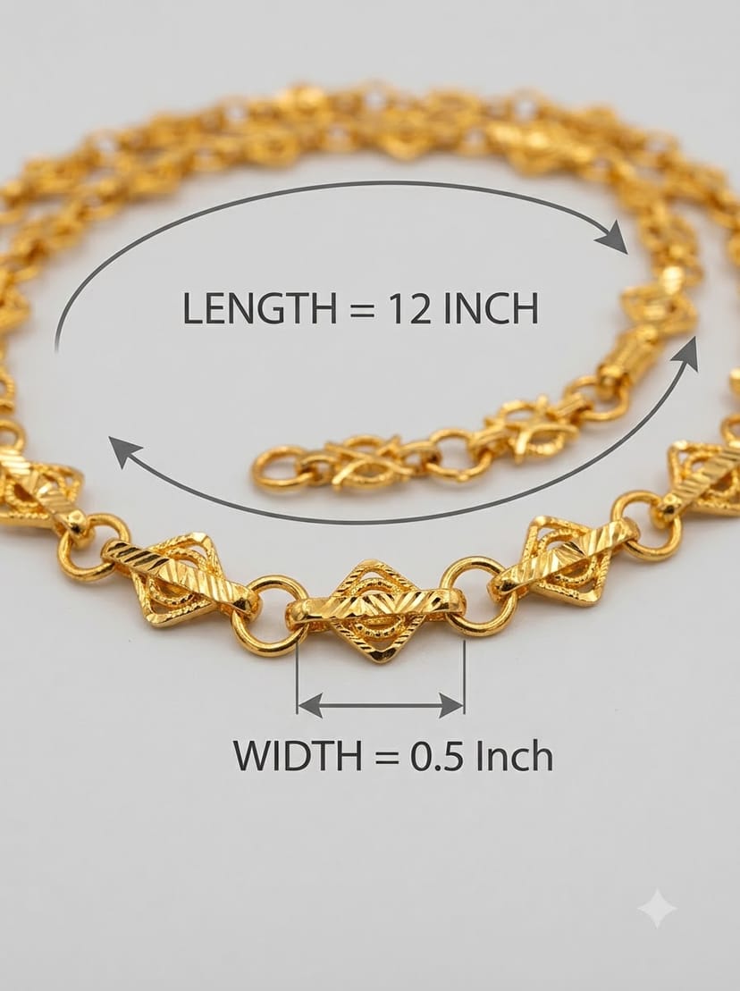 Trending Geometric Link Daily & Festive Wear Gold plated Chain 1